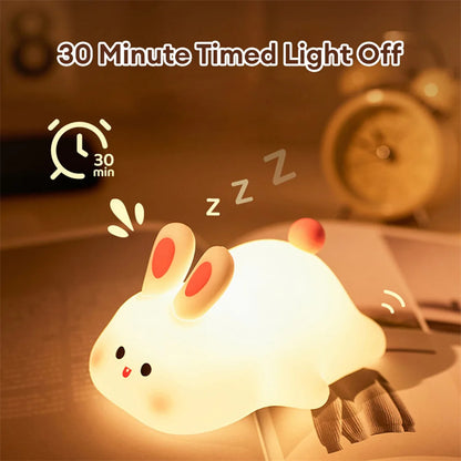 LED Night Light Touch Sensor - Rabbit Silicone Lamp, Cute Kids Decor