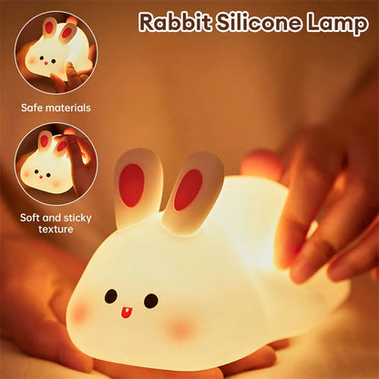 LED Night Light Touch Sensor - Rabbit Silicone Lamp, Cute Kids Decor