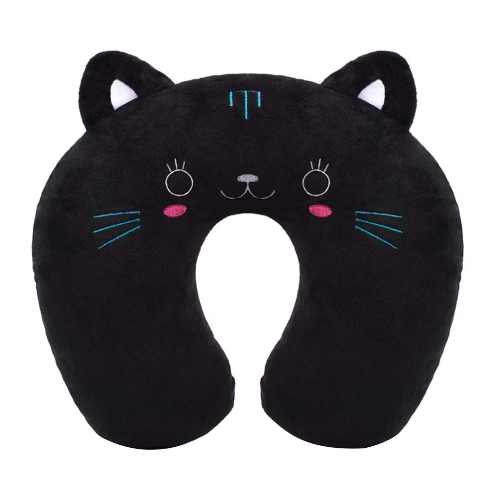 Cartoon U-Shaped Plush Pillow - Travel Neck Pillow for Kids