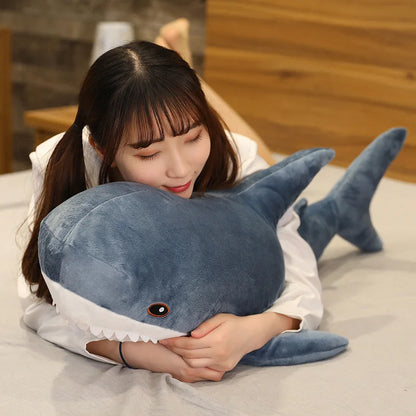 140cm Giant Shark Plush Toy - Stuffed Animal Reading Pillow for Kids