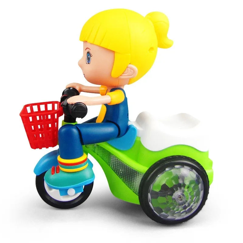 electric toy car | 1Pcs Fashion Doll Stunt Tricycle 360 Degree Rotation Electric Toys Creative Lighting Music Dancing Figures Toy - Kawaiioo