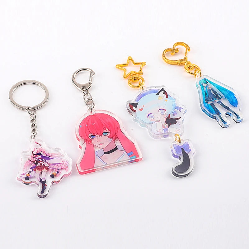 Fashion Anime Custom Keychains Cartoon Clear Acrylic Key Chain Photo Customized Hologram Plastic Personalized Charms Keyring - Kawaiioo