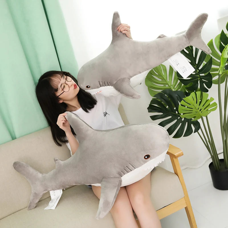 140cm Giant Shark Plush Toy - Stuffed Animal Reading Pillow for Kids