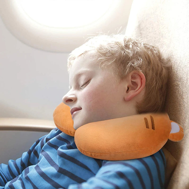 Cartoon U-Shaped Plush Pillow - Travel Neck Pillow for Kids