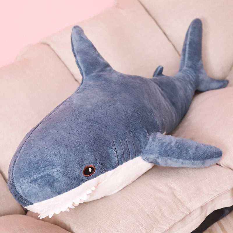 30cm Blue Shark Reading Pillow - Plush Toy & Cushion for Kids