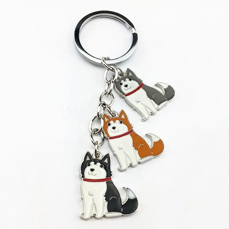 Siberian Husky Car Keychains - Dog Pendant Bag Charm for Gifts