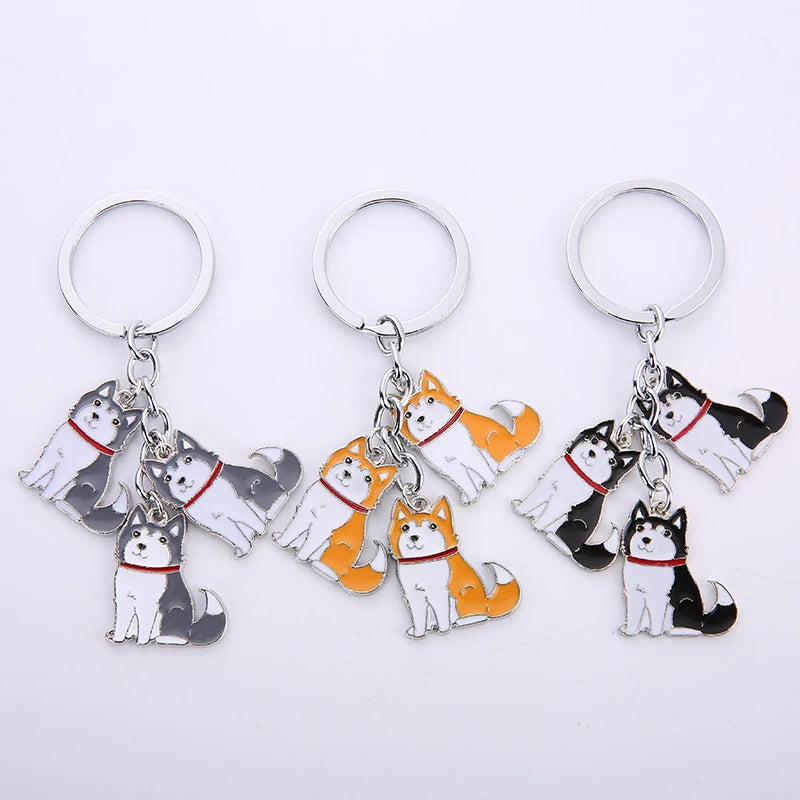 Siberian Husky Car Keychains - Dog Pendant Bag Charm for Gifts