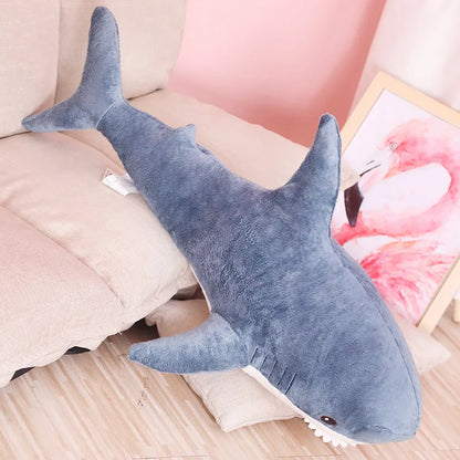 30cm Blue Shark Reading Pillow - Plush Toy & Cushion for Kids