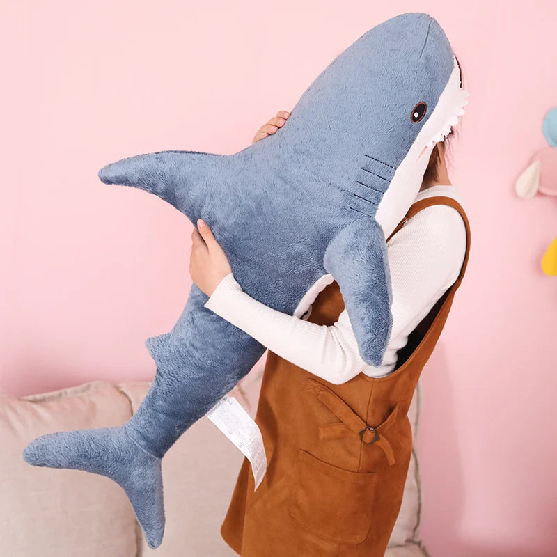 30cm Blue Shark Reading Pillow - Plush Toy & Cushion for Kids