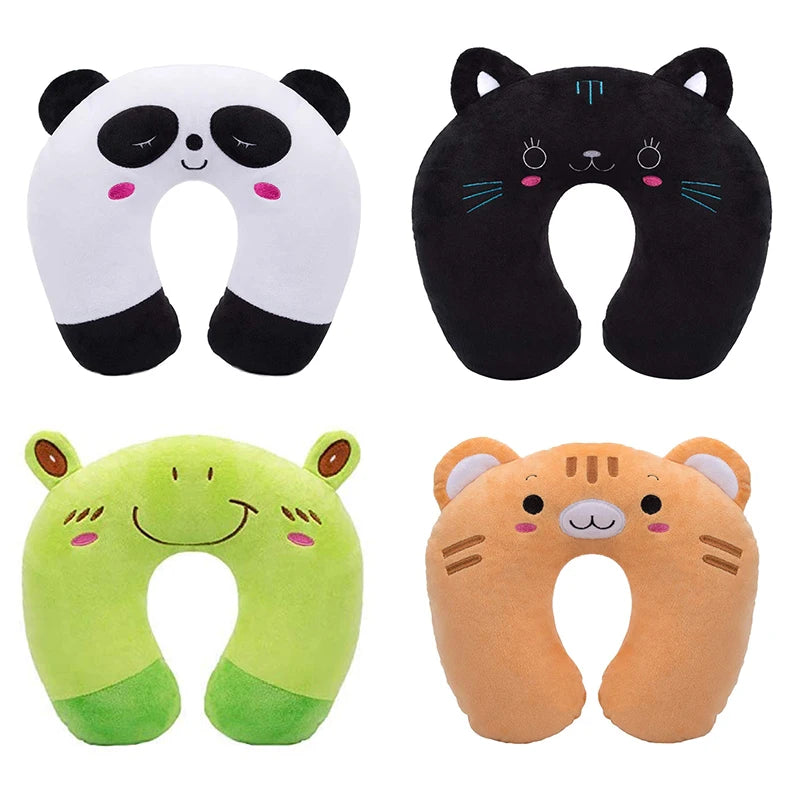 Cartoon U-Shaped Plush Pillow - Travel Neck Pillow for Kids