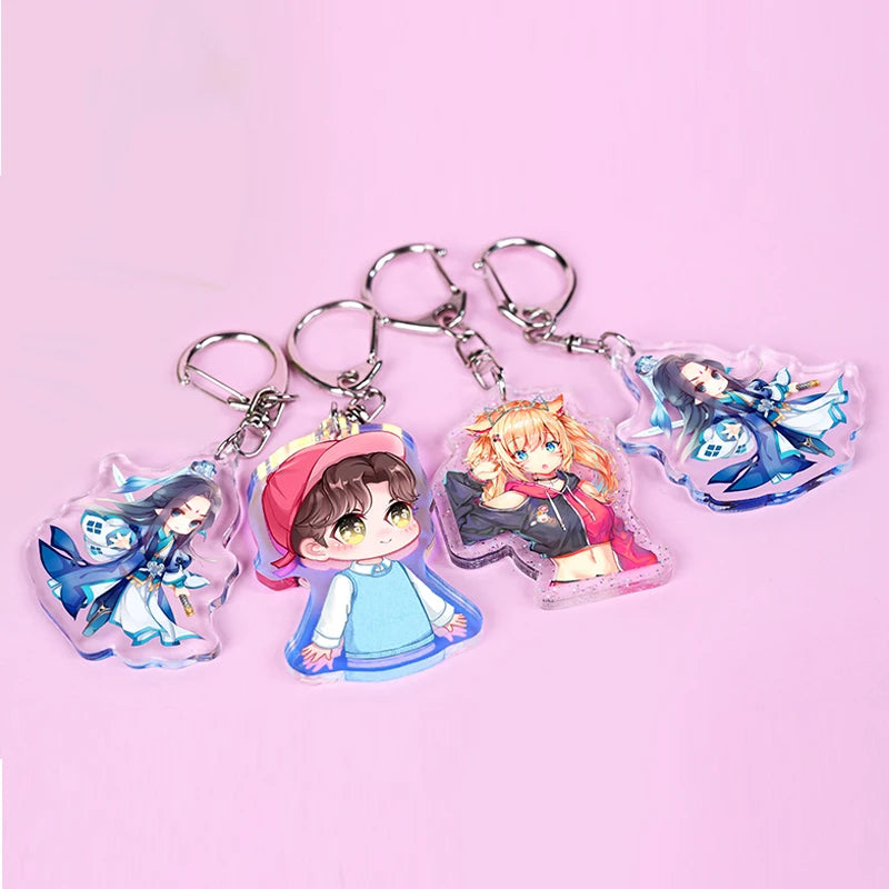 Fashion Anime Custom Keychains Cartoon Clear Acrylic Key Chain Photo Customized Hologram Plastic Personalized Charms Keyring - Kawaiioo