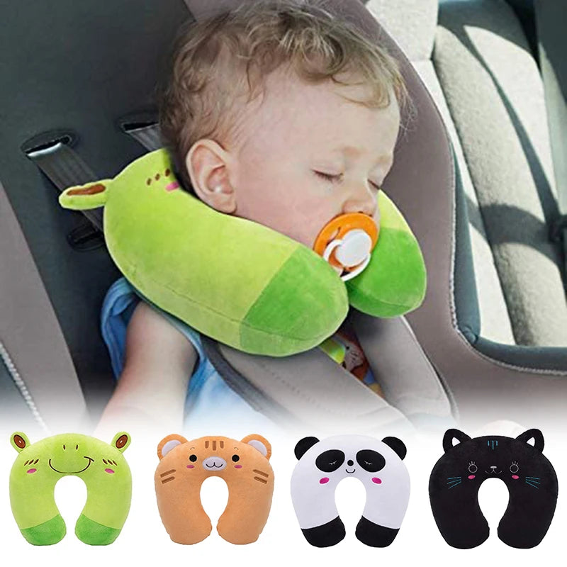 Cartoon U-Shaped Plush Pillow - Travel Neck Pillow for Kids