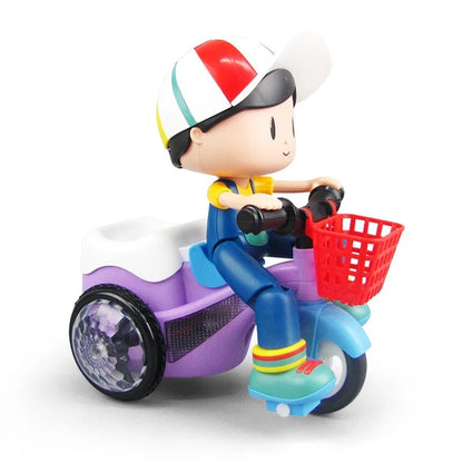 electric toy car | 1Pcs Fashion Doll Stunt Tricycle 360 Degree Rotation Electric Toys Creative Lighting Music Dancing Figures Toy - Kawaiioo