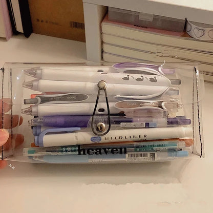 Ins Transparent Pencil Case - Kawaii Makeup & Stationery Holder