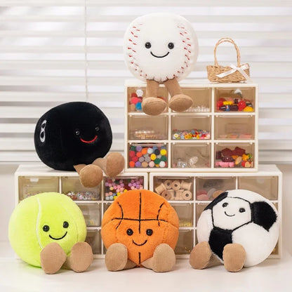 Cute Sports Plush Toys - Basketball, Football, Tennis & More Soft Stuffed Balls