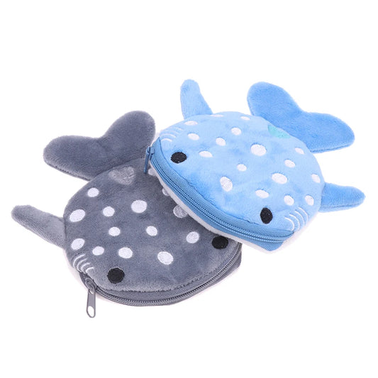 Cute Cartoon Plush Shark Coin Purse - Zipper Wallet for Kids & Women