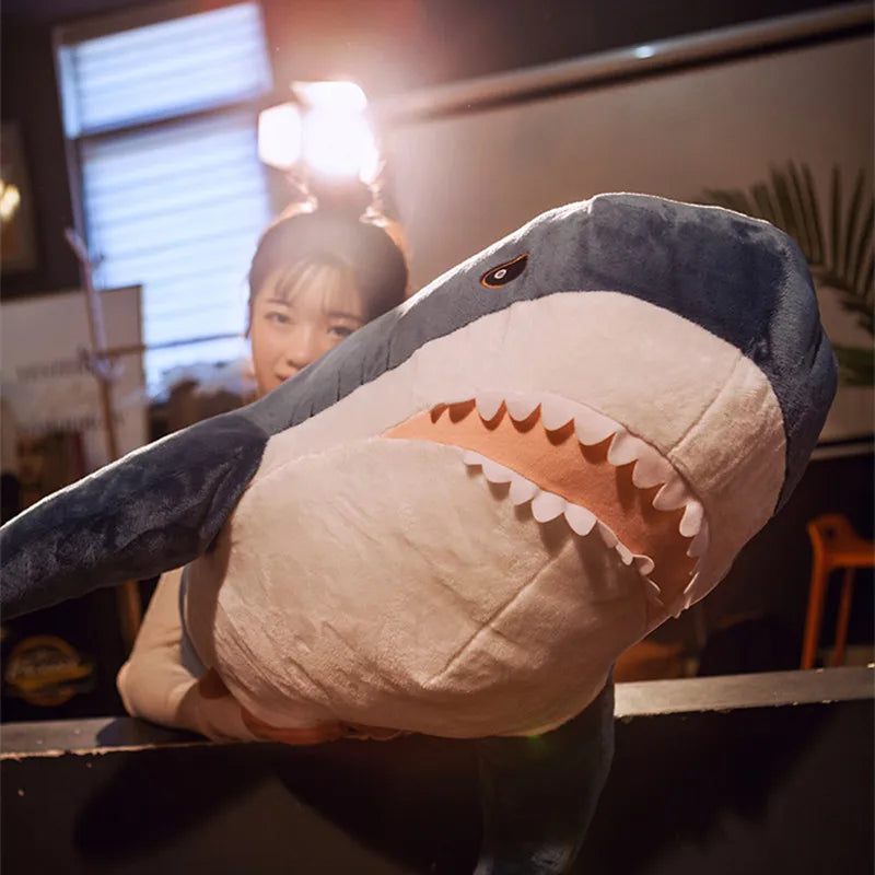 Giant Shark Skin Plush Toy - 80/100/140cm Soft Fish Pillow