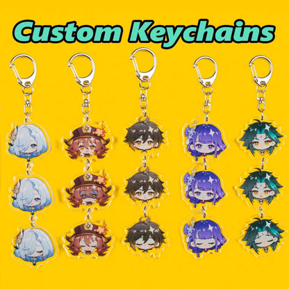 Fashion Anime Custom Keychains Cartoon Clear Acrylic Key Chain Photo Customized Hologram Plastic Personalized Charms Keyring - Kawaiioo