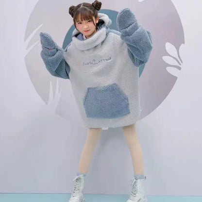 Kawaii Shark Shape Hoodie - Cute Loose Coat for Women