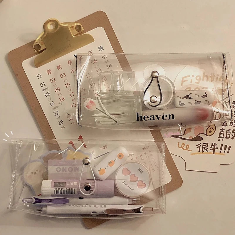 Ins Transparent Pencil Case - Kawaii Makeup & Stationery Holder