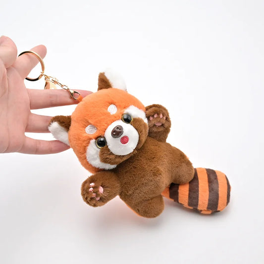 Cute Cartoon Red Panda Plush Keychain - Raccoon Pendant Doll - Kawaiioo