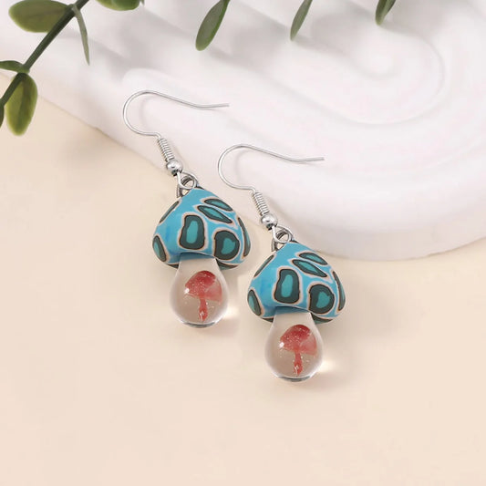 Colorful Mushroom Earrings - Unique Clay & Resin Statement Jewelry