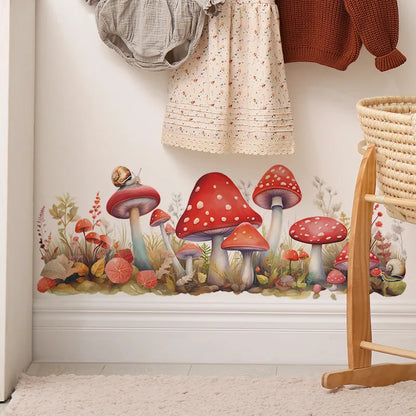 Mushroom Vinyl Child Wall Stickers For Baby Girl Room Decoration Wall Decor Bedroom Accessories Adhesive Wallpaper Room Decor