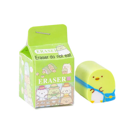 Kawaii Milk Box Erasers 4PCS - Cute Sumikko Gurashi Stationery