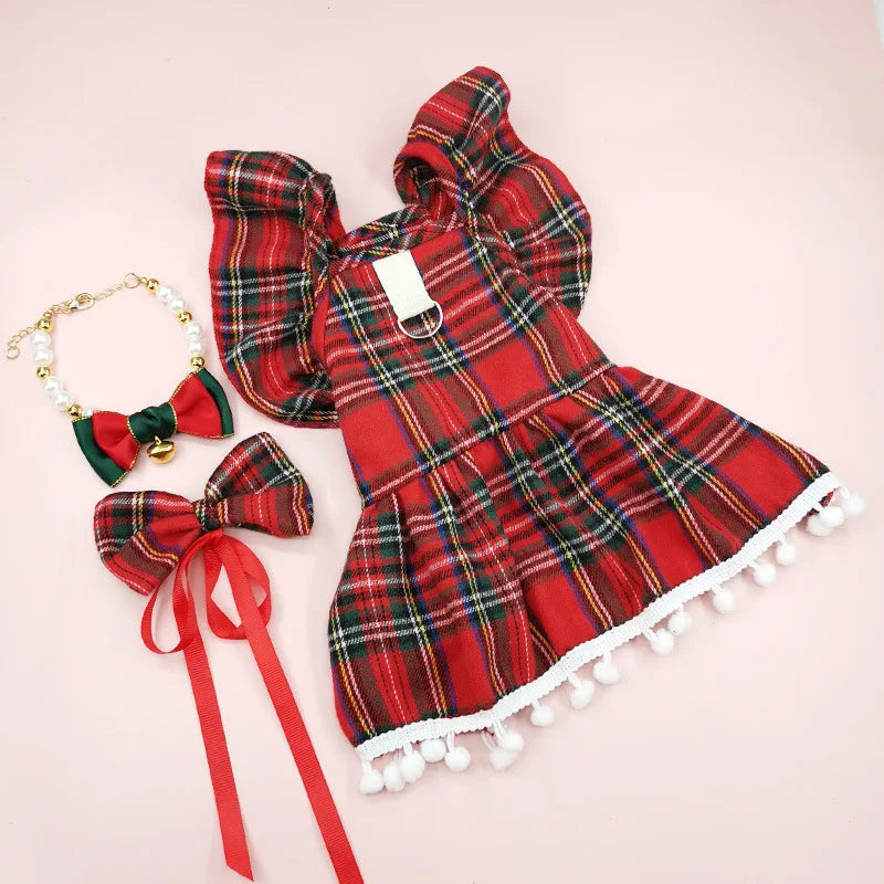 Christmas Dog Strap Skirt - Autumn/Winter Clothing for Small Dogs