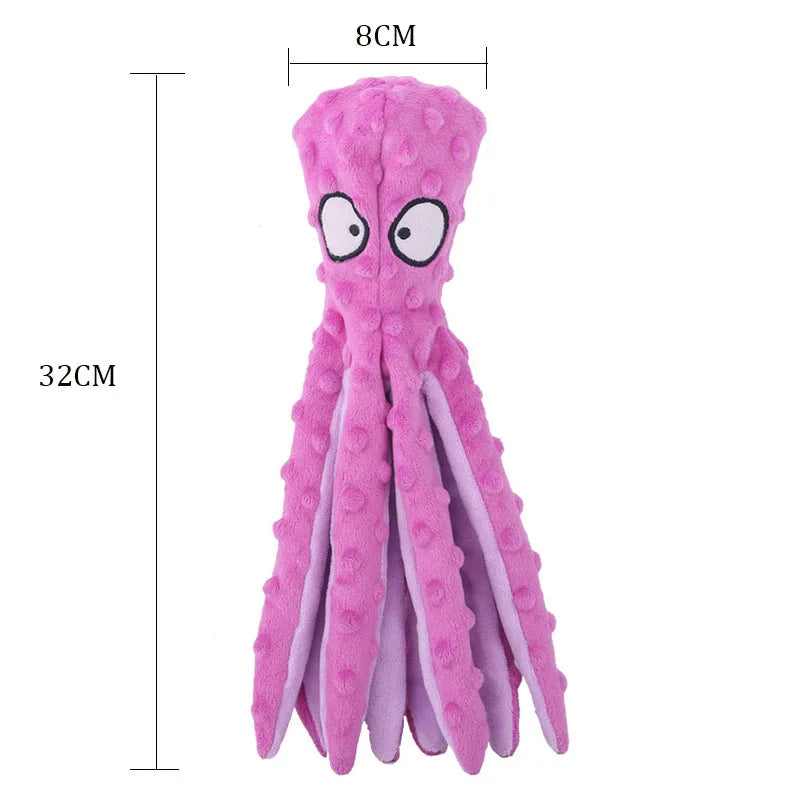 Dog Toy: Squeaky Plush Octopus - Bite-Resistant Chew & Clean