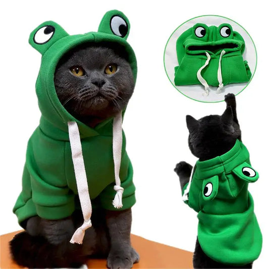 Pet Clothing - Autumn/Winter Frog Hooded Sweater for Dogs & Cats