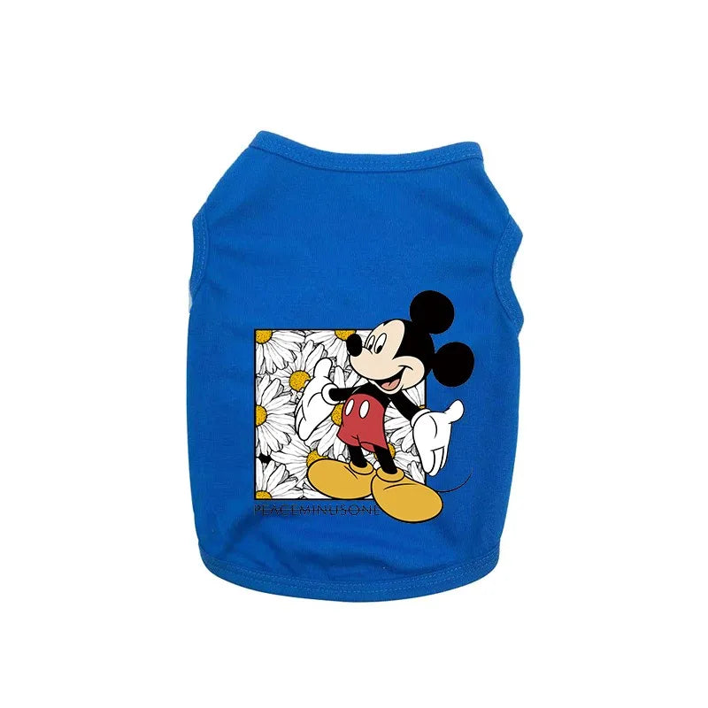 Puppy Summer Vest Disney Cartoon T-shirt Comfortable Breathable Pet Clothes Mickey Dog Sweatshirt Shirt For Chihuahua Bulldog