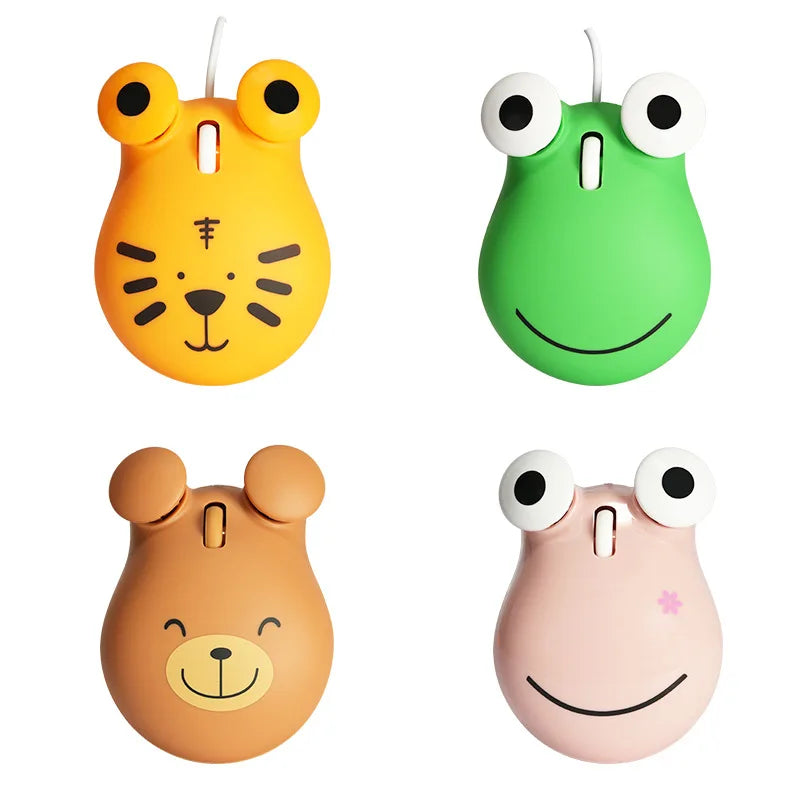 Cartoon Tiger Frog Big Eye Pink Frog Cute Little Bear usb wired Mouse for computer laptop Creative gifts