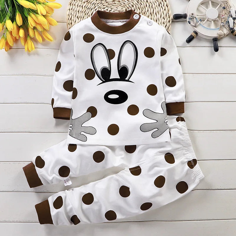 Kids Clothes Set - Cotton Cartoon Autumn/Winter Sleepwear for Boys & Girls