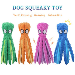 Dog Toy: Squeaky Plush Octopus - Bite-Resistant Chew & Clean