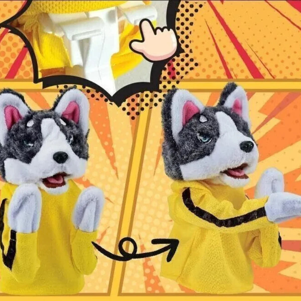 Smiling Critters Plush Cat Toy Puppet Hand Puppet Husky Boxing Puppet Finger Battle Sound Plush Toy Doll Birthday Gift