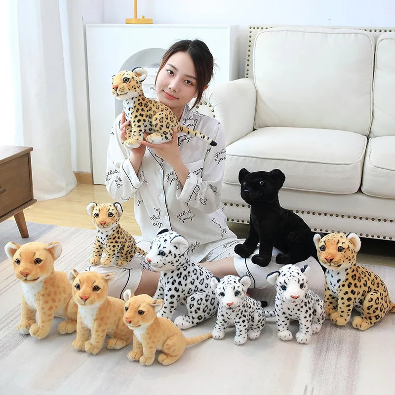 Soft Wild Animal Dolls - 23-33cm Lifelike Tiger, Leopard, and Lion Plush Toys - Kawaiioo