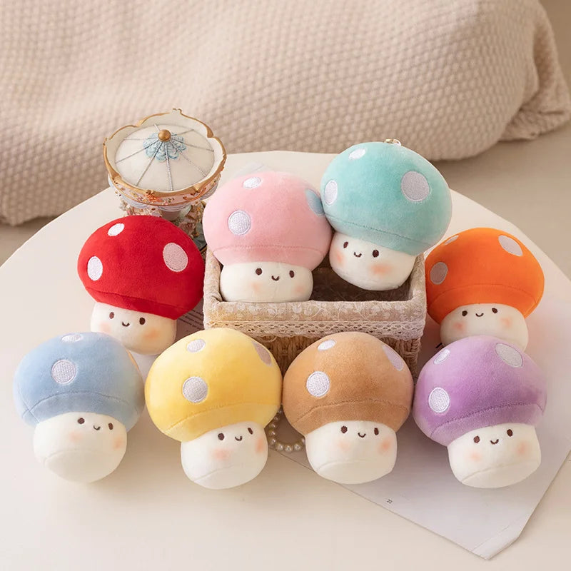 Cute Mushroom Plush Doll Keychain - Silly Stuffed Toy - Kawaiioo