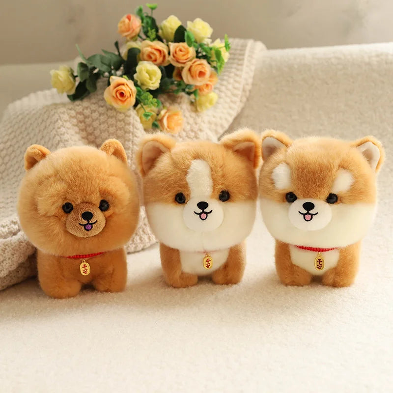 Adorable Furry Plush Corgi Dog Toy - Kawaii Big Head Stuffed Animal