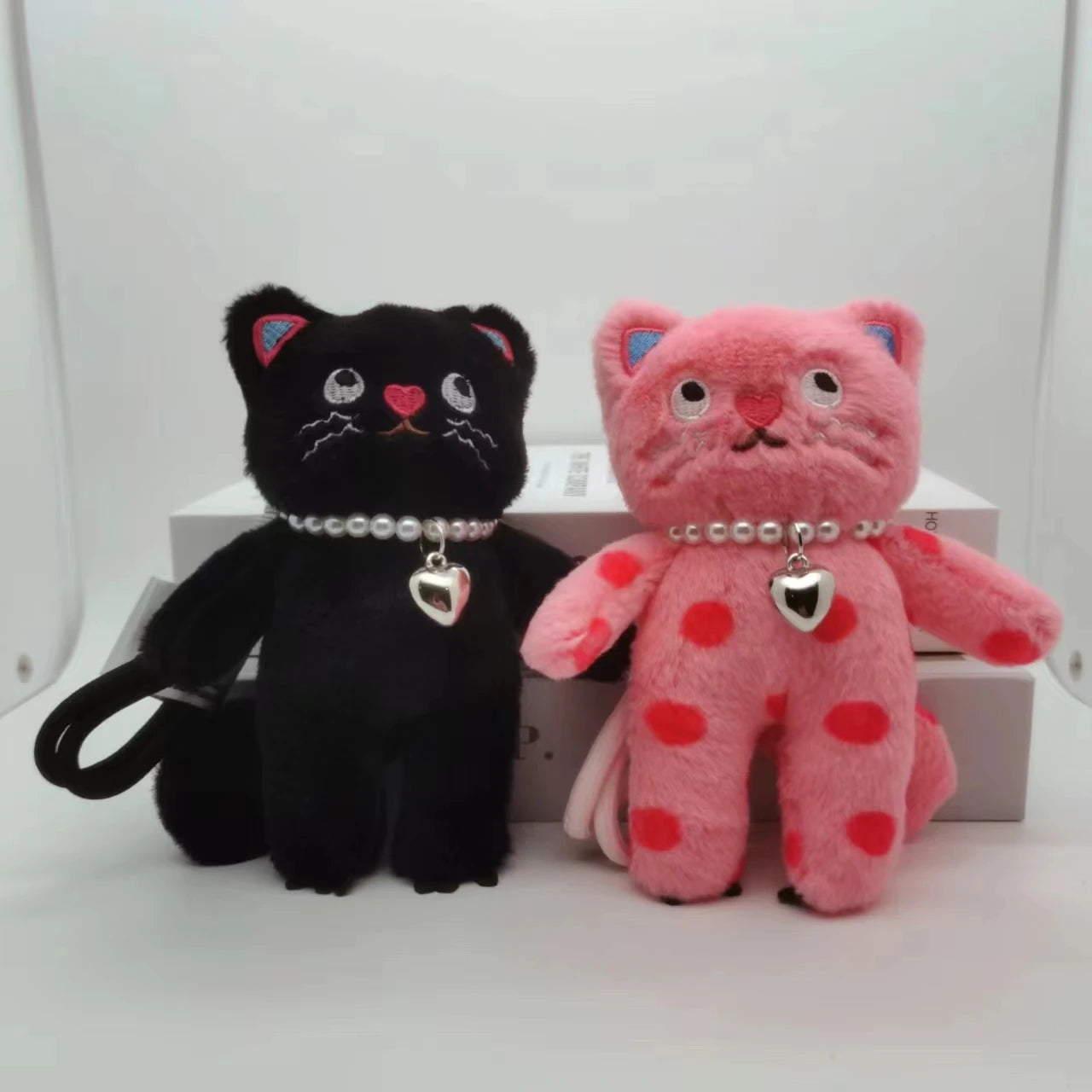 Pink Cat Plush Keychain - 15cm Kawaii Cute Soft Keyring Accessory