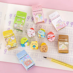 Kawaii Milk Box Erasers 4PCS - Cute Sumikko Gurashi Stationery