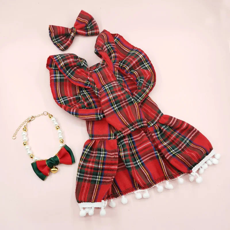 Christmas Dog Strap Skirt - Autumn/Winter Clothing for Small Dogs