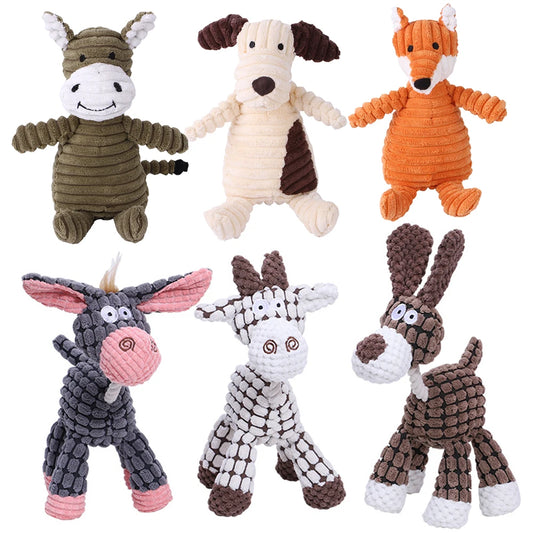 Bite-Resistant Plush Dog Toys - Squeaky Animal Shapes for All Sizes