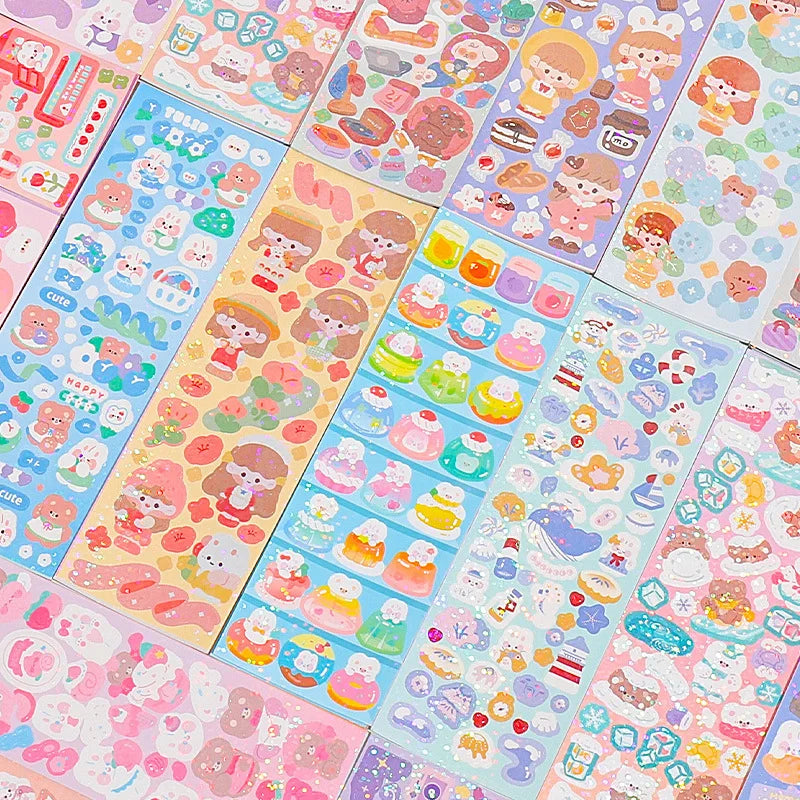 Kawaii Handbook Stickers - Cartoon Collage for Scrapbooking