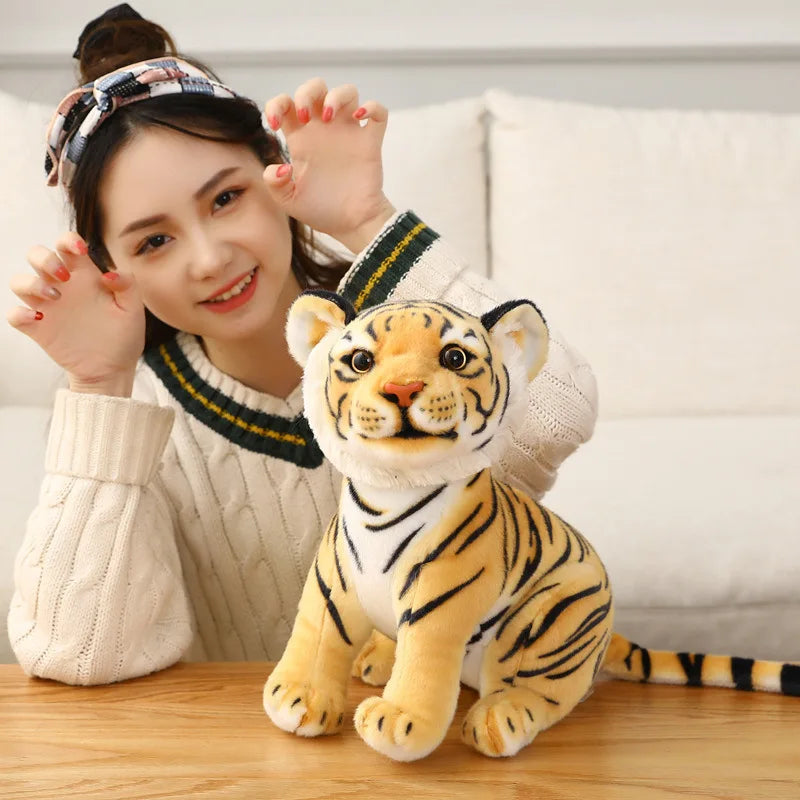 23cm Baby Tiger Plush Toy - Soft Stuffed Wild Animal Pillow for Kids