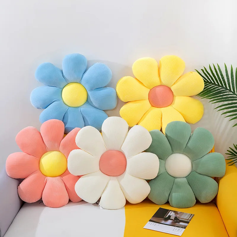 Daisy Flower Plush Cushion - Colorful Throw Pillow for Home & Office