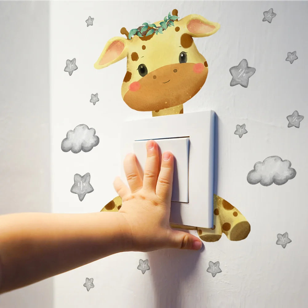 Cute Giraffe Bear Elephant Home Decor Wallpaper Child Wall Decals