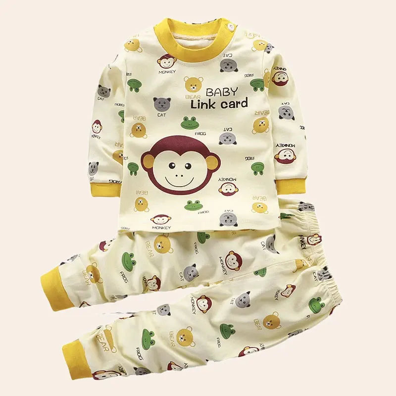 Kids Clothes Set - Cotton Cartoon Autumn/Winter Sleepwear for Boys & Girls