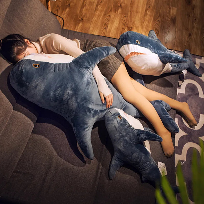 Giant Shark Skin Plush Toy - 80/100/140cm Soft Fish Pillow