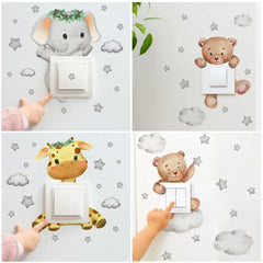 Cute Giraffe Bear Elephant Home Decor Wallpaper Child Wall Decals